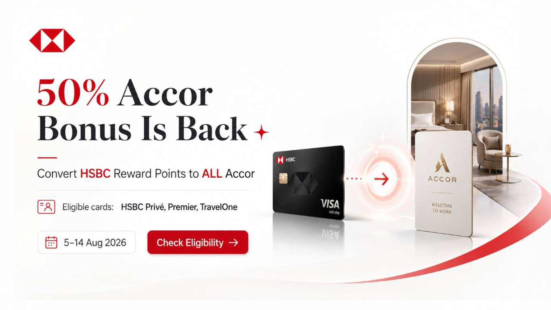 HSBC Accor Transfer Bonus Offer August 2026 with up to 50% bonus ALL Accor Reward Points