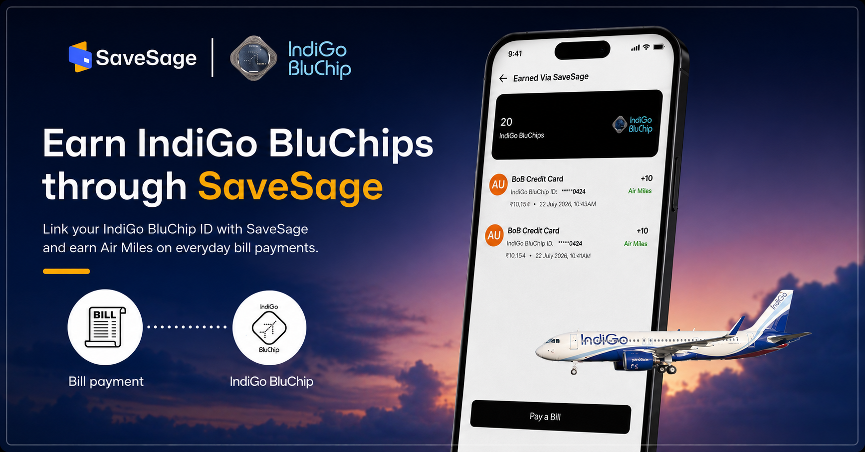 Earn IndiGo BluChips Through SaveSage