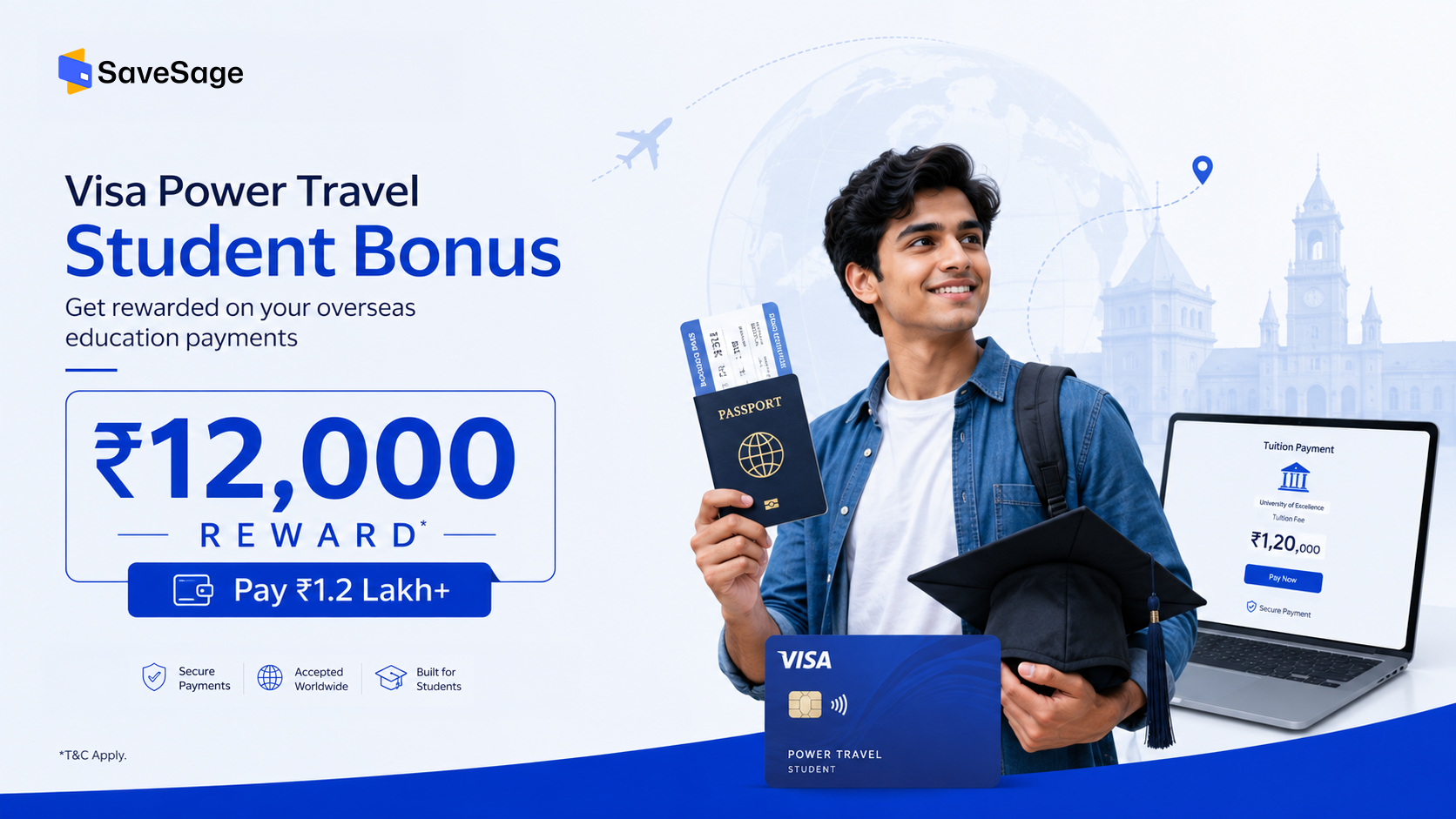 Visa Power Travel Student Bonus: Earn ₹12,000 on Overseas Education Payments