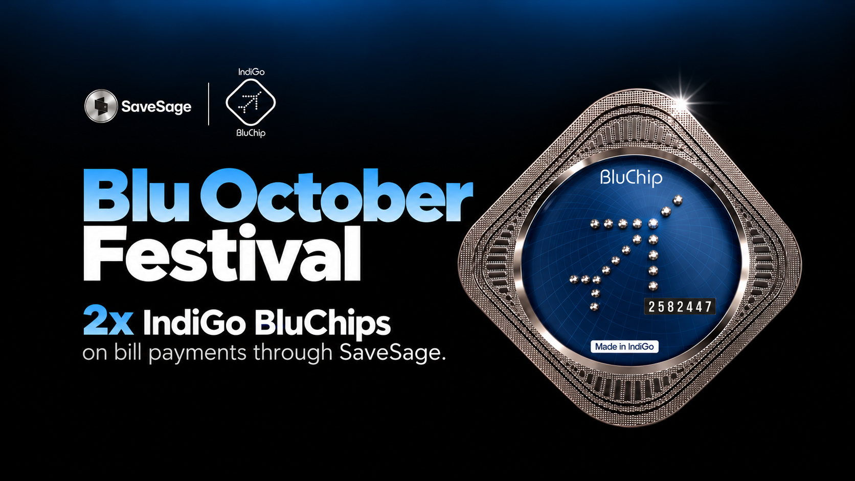 Earn 2x IndiGo BluChips on Bill Payments With SaveSage